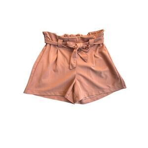Cisono Wovens Paperbag Waist Shorts Stretch Pink Mauve XL
